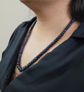 Natural Precious Blue Sapphire Single line Gemstone Necklace