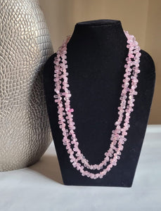 Rose Quartz Cluster Gemstone Jewelry necklace with traditional Indian thread