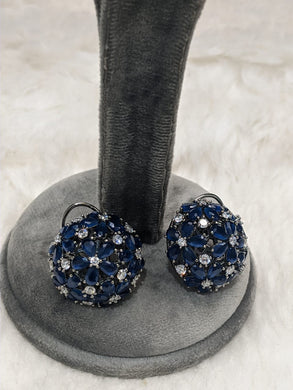 Shrishti  diamond Blue cz ball Studs Earrings