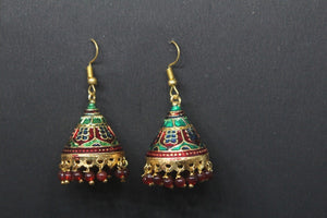 Meenakari multi jhumki earrings